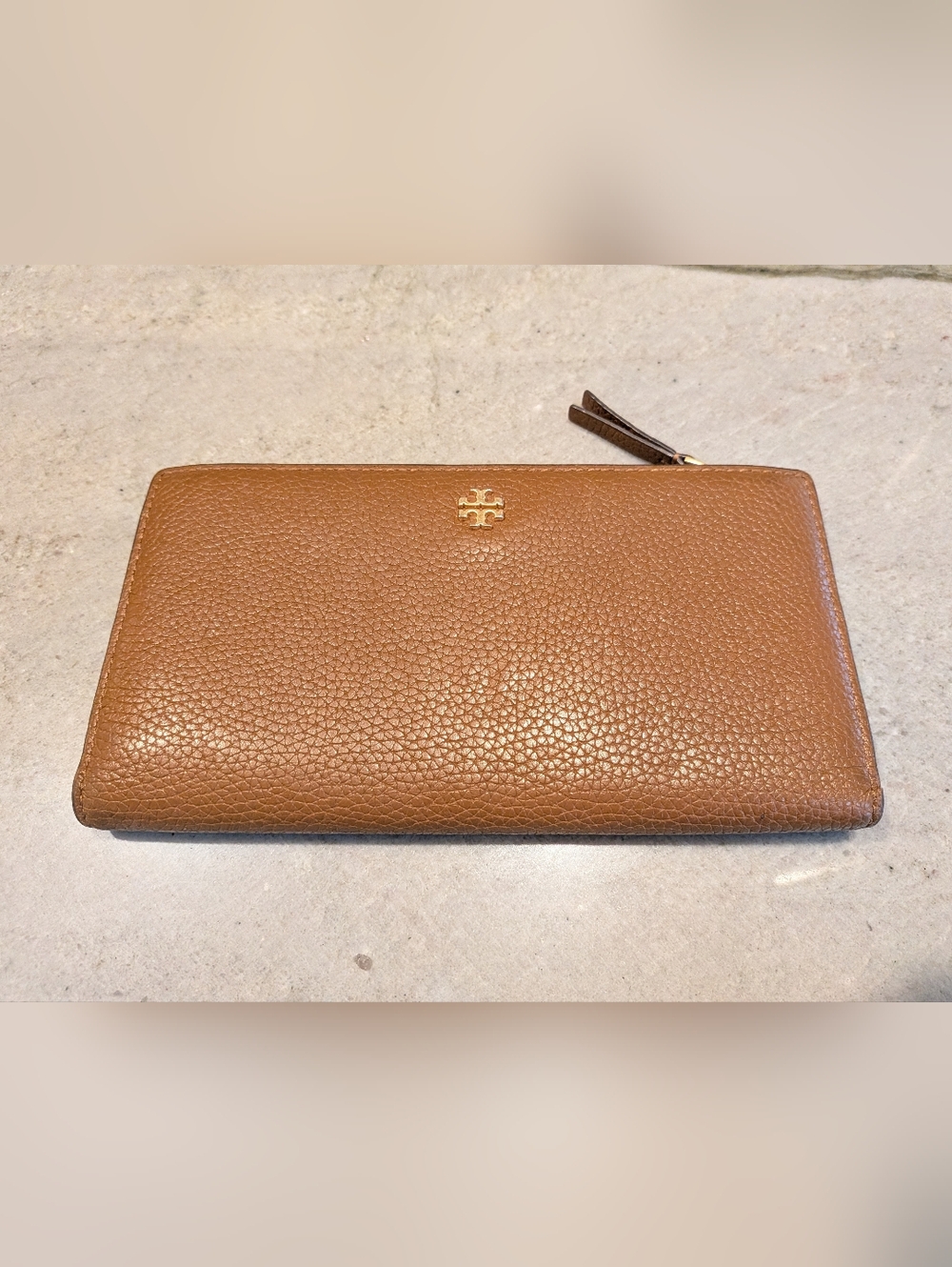 Tory Burch Brown Pebbled Leather Wallet